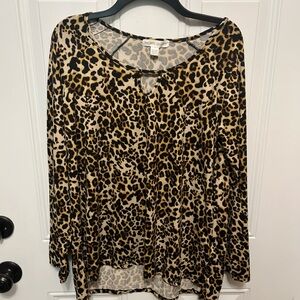 New York Laundry Leopard Print Long Sleeve Top Large